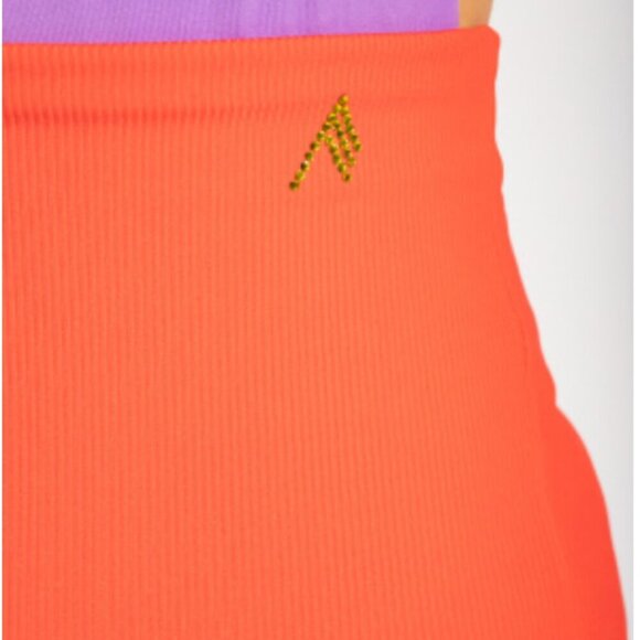 THE ATTICO Jersey Ribbed Stretch Beach Cover-Up Orange Mini Pencil Skirt Size XS - Picture 4 of 10
